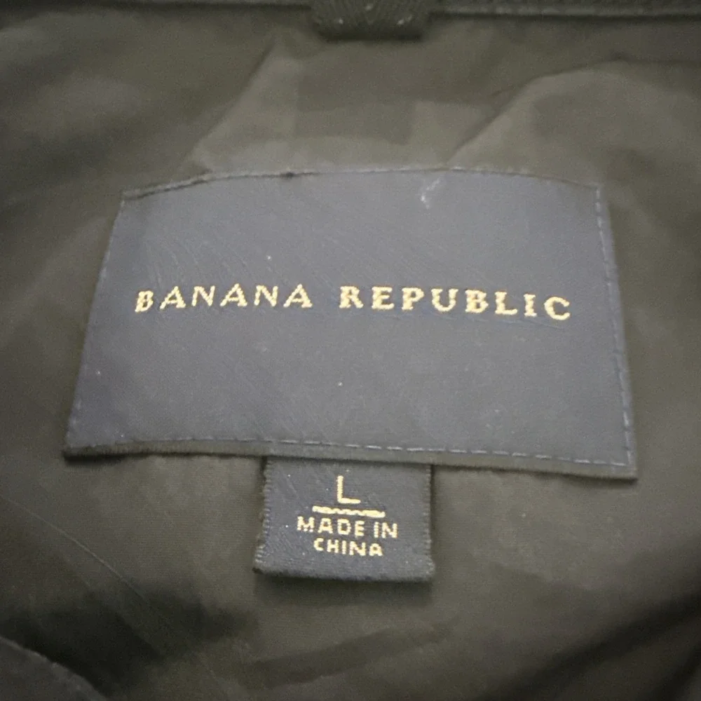 Men's Banana Republic Black Windbreaker Full Zip Jacket Size L Preppy Casual